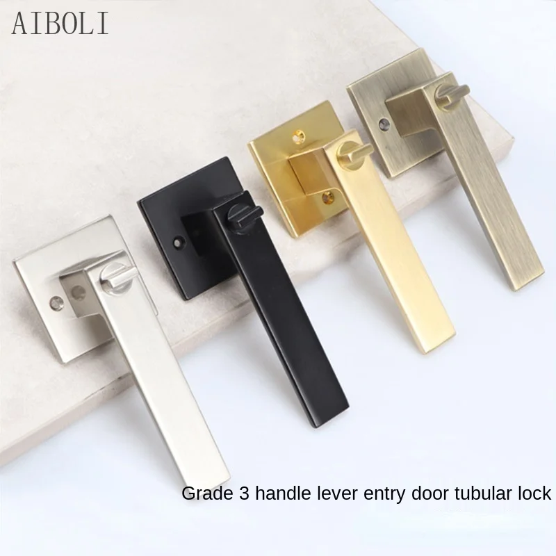 Three Lever Handle Lock Black Interior Bedroom Bathroom Door Lock Access Door Heavy Duty Three Lever Handle Lock