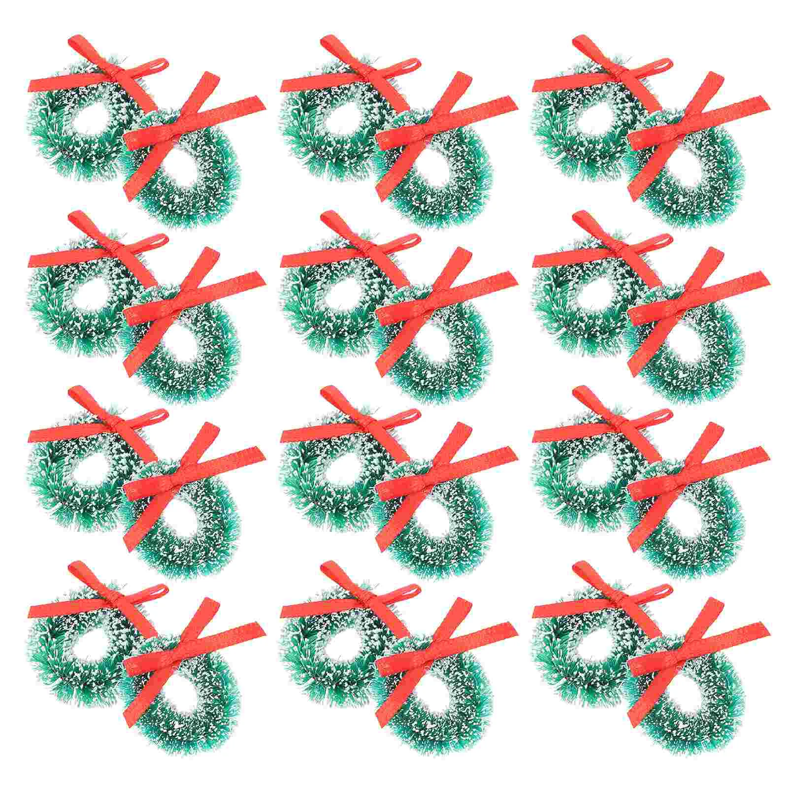 

24 Pcs Christmas Wreath Holiday Decoration Mini Artificial Garland Hanging Accessories Party Sisal Silk Ornament House