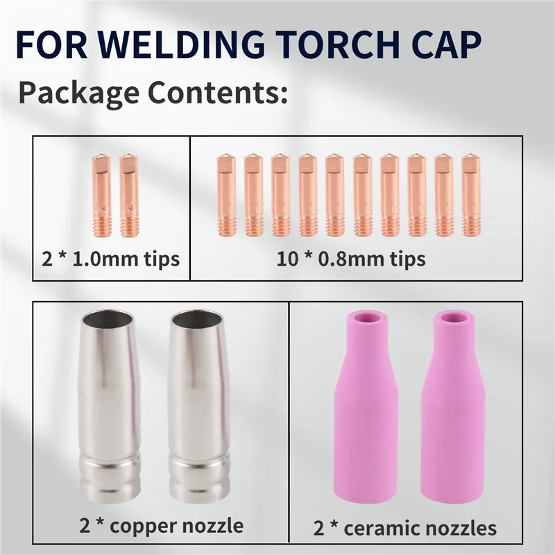 

A96I-Mig Set Of Nozzles 16Pcs AK15 For Welding Torch Cap Tip Contact 0.8Mm MB15 Accessories