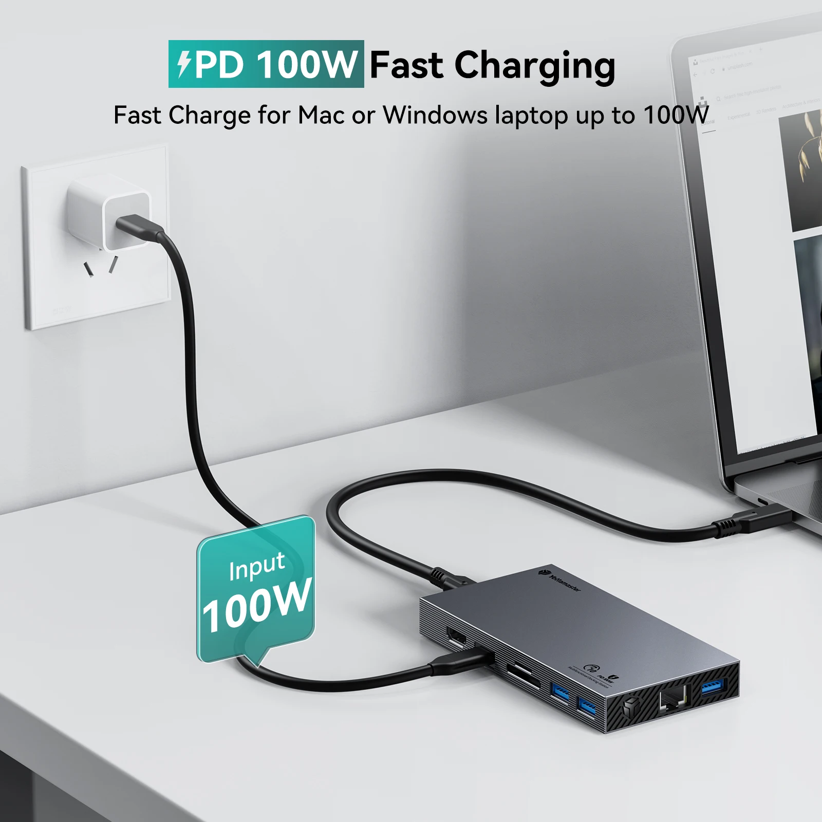 Imagem -04 - Yottamaster-estação de Ancoragem Usb c 10gbps Hub com Gabinete Ssd M.2 Nvme Pd100w Hdmi sd tf para Macbook e Laptops Usb c 10 em 1