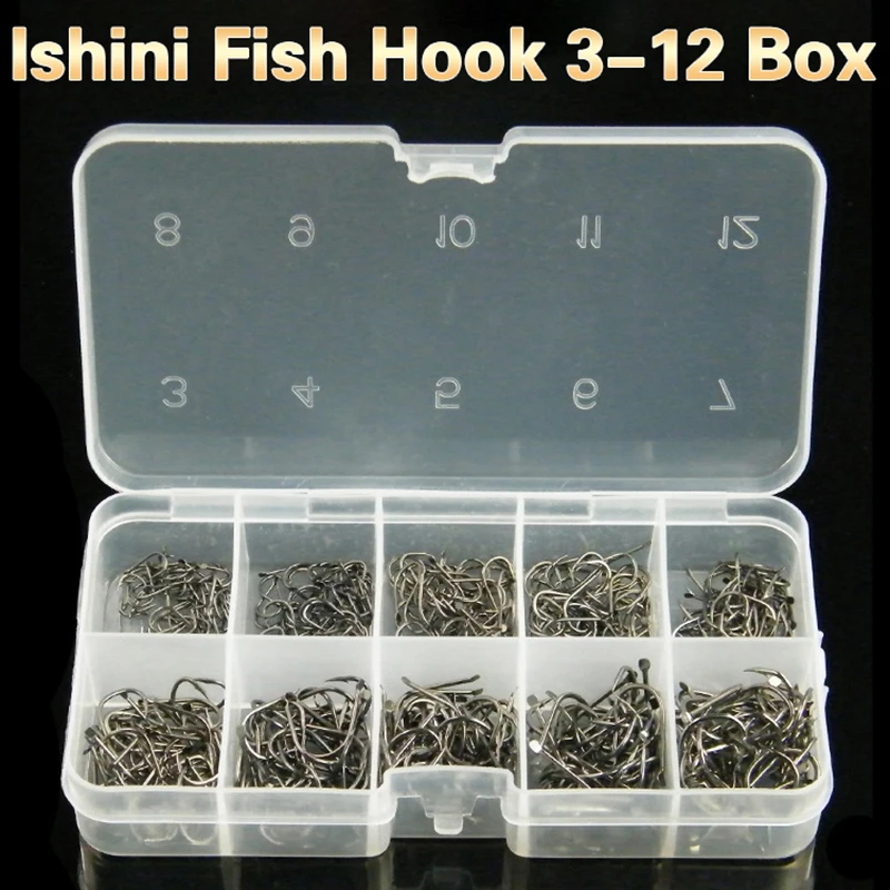 Iceni Hooks Size 3-12 Boxed Barbed High Carbon Steel Ten Grid Set Crucian Carp Grass Carp Hooks