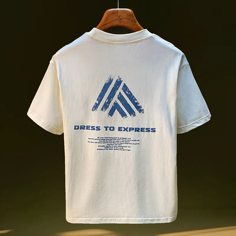 

Fashionable high-end men's clothing short sleeved T-shirt summer creative printing trend versatile wear loose top men