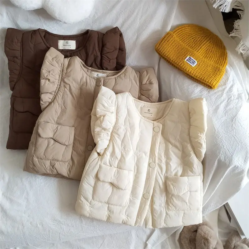 Baby Mädchen Mode Strickjacke Mantel Kinder Baumwolle Gefütterte Jacke 2025, Winter Neue Kinder Ärmellose Warme Weste Plus Samt Dicke