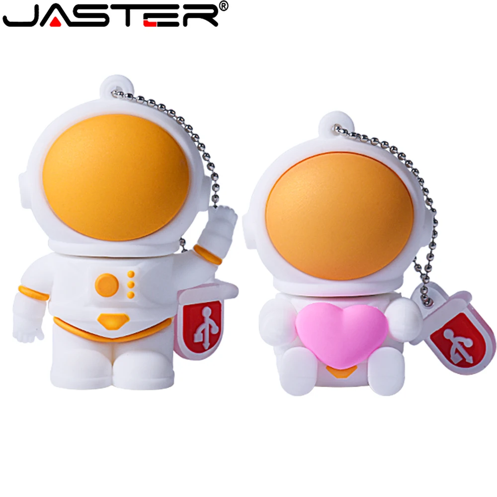 JASTER Astronaut USB Flash Drives 128GB Creative Cool Gift Pen Drive 64GB Free Key Chain Memory Stick 32GB White Pendrive 16GB