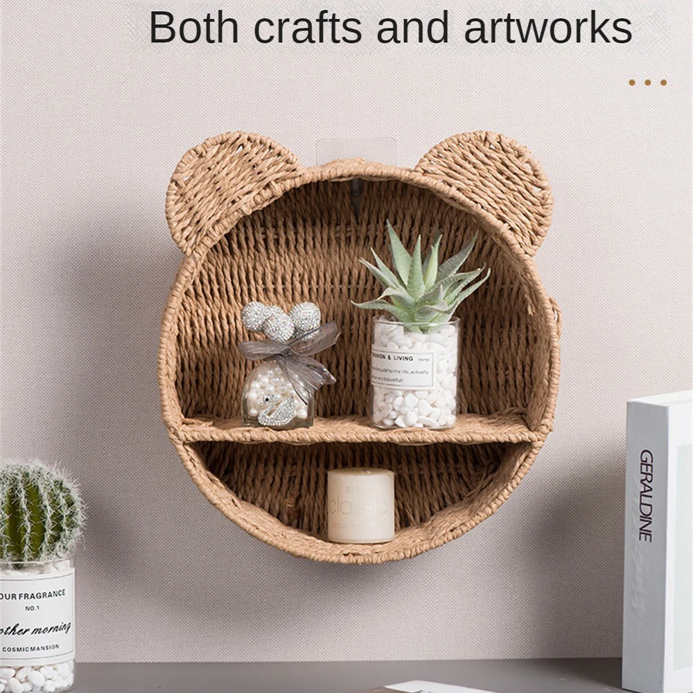 Wall Baskets Hanging Basket Shelf Rattan Storageorganizer Shelves Divided Planter Woven Floating Rustic Wicker Vanity