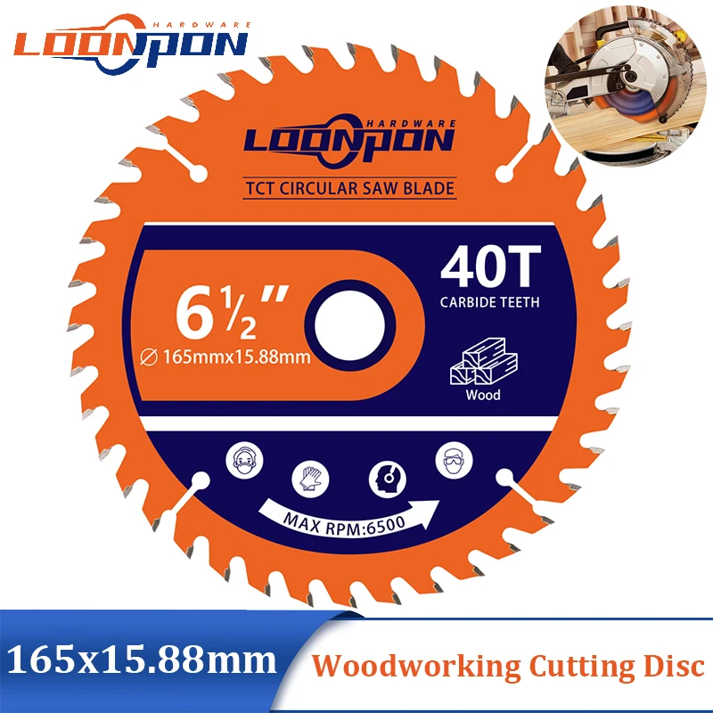 165mm TCT Carbide Saw Blade Woodworking Cutting Disc For Wood Thin Metal Plastic Workpieces DIY Table Saw Angle Grinder