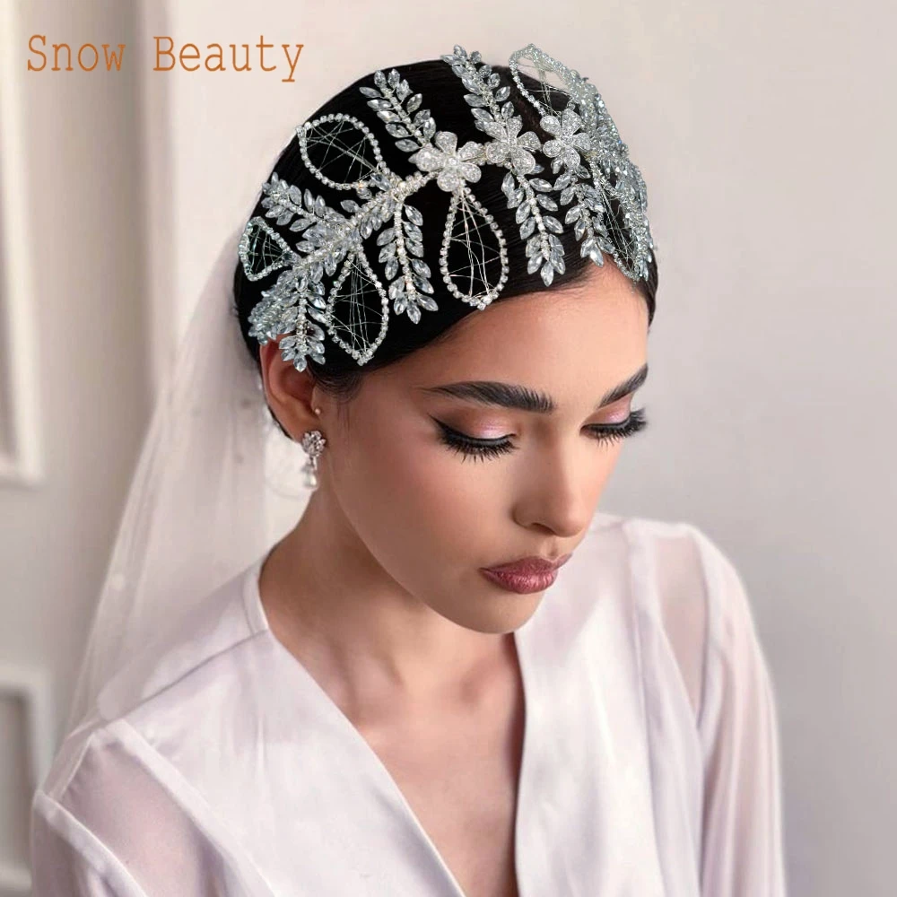 

DZ026 Crystal Headpiece for Brides High-Quality Wedding Tiaras Leaf Design Bridal Hair Vine Headwear for Girls Bridesmaid