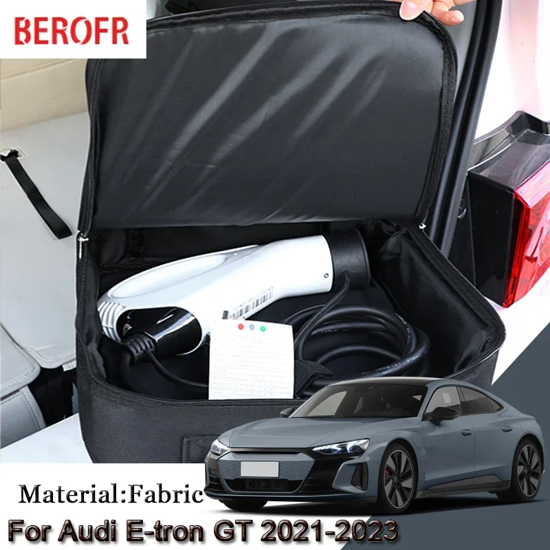 EV Car Charging Cable Storage Carry Bag For Audi E-tron GT 2021-2023 Charger Plugs Sockets Waterproof Fire Retardant Accessory