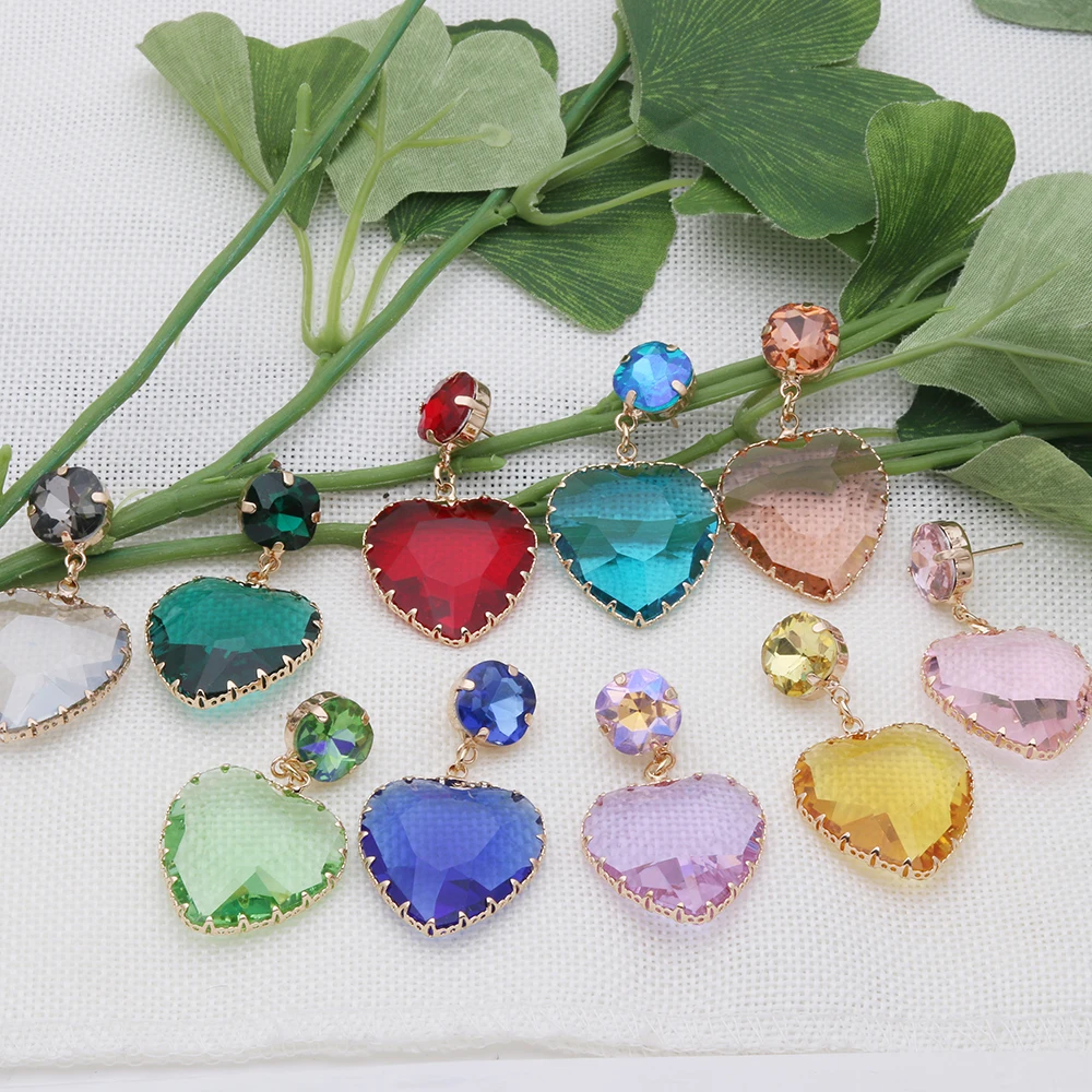 Orecchini pendenti a forma di cuore di San Valentino, orecchini di cristallo rosso Orecchini di nozze gioielli regalo di ringraziamento