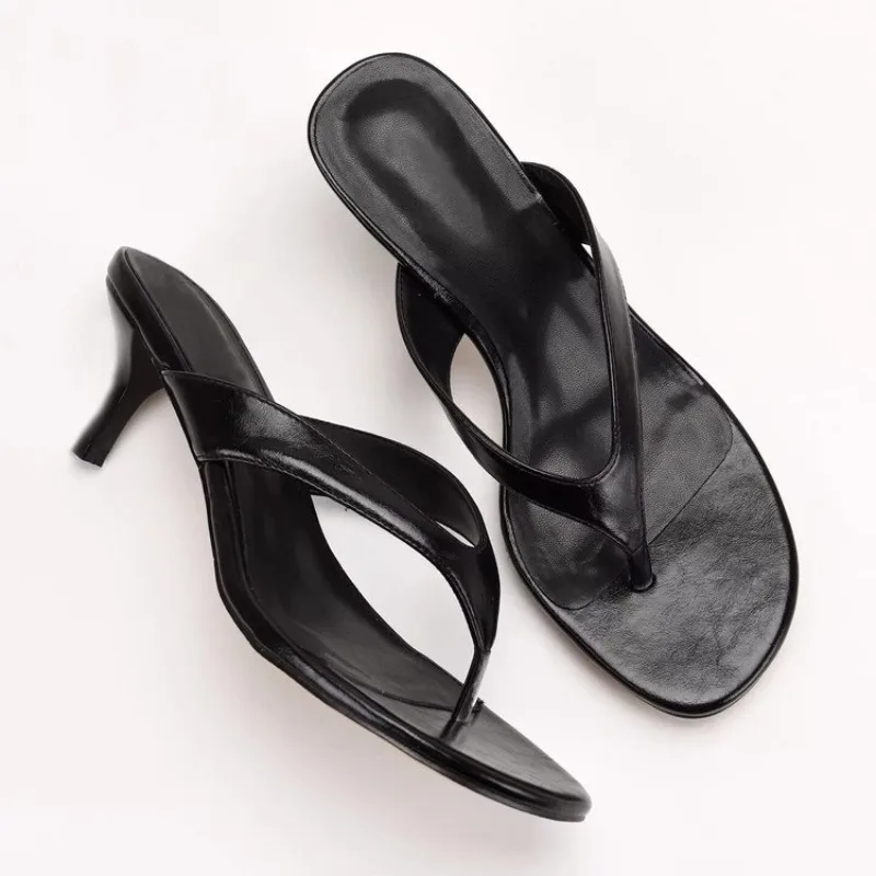 Sandalias de Mujer con Tacón Bajo, Punta Abierta, Estilo Mule, Aspecto de Cuero Liso, para Verano, Vestir, Fiesta, Oficina, Noche
