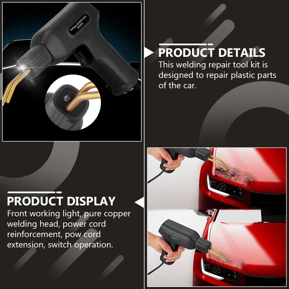 

1Set Car Bumper Repair Kit Front Working Light Pure Copper Welding Head Power Cord Reinforced Extension Hot Stapler for Plastic