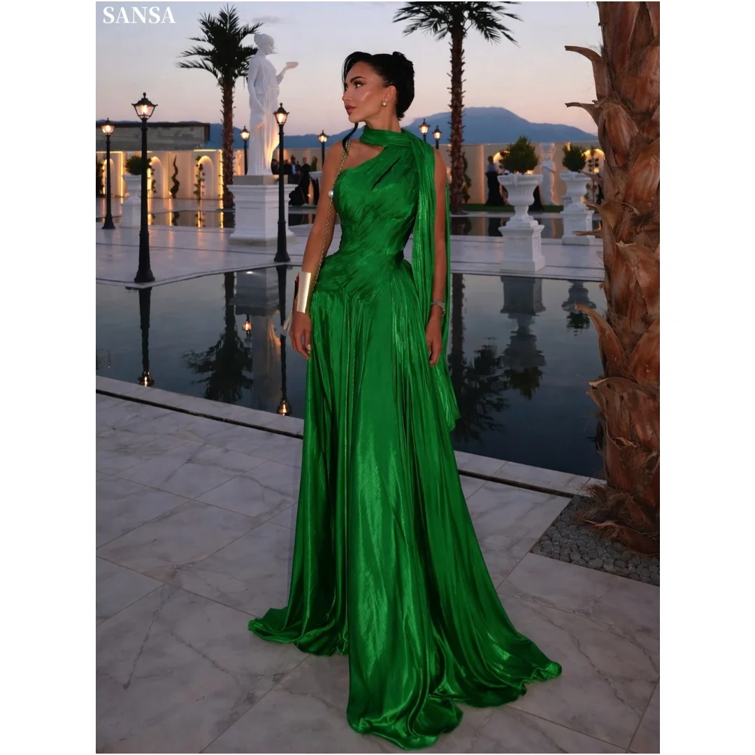 

Sansa Customized Draped Halter Neck Exquisite Prom Dresses Floor-Length Waist Cinching vestidos de noche Formal Evening 2026