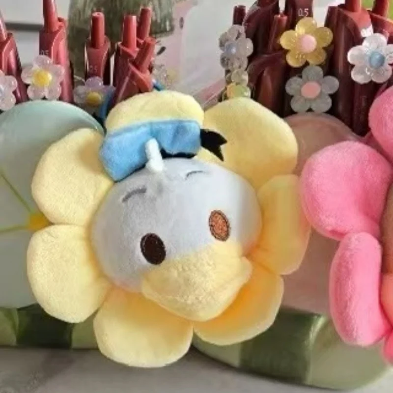 디즈니 귀여운 꽃 도널드 덕 부드러운 인형 키체인 백팩 장식 차량용 장식 소녀 크리스마스 선물