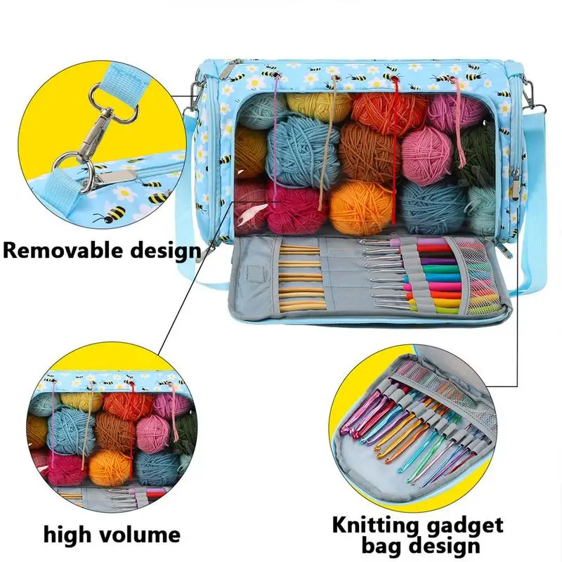 Yarn Knitting Bag Craft Organiser Bag Needlework Dyed Lanas For Crochet Craft Sweater Hat Dolls Portable Sewing Knitting Tools