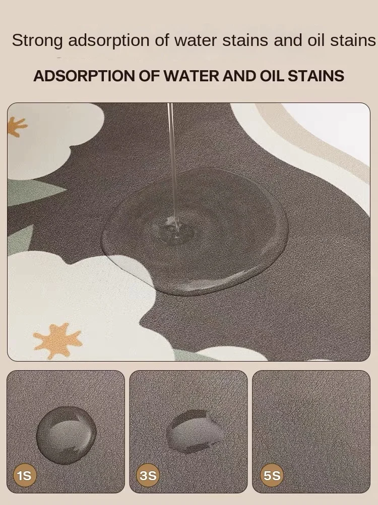 Vikama 1/2Pcs Small Fresh Kitchen Floor Mat With Diatom Mud Cushioned Long Strip Non-Slip Absorbent Domestic Area Carpet