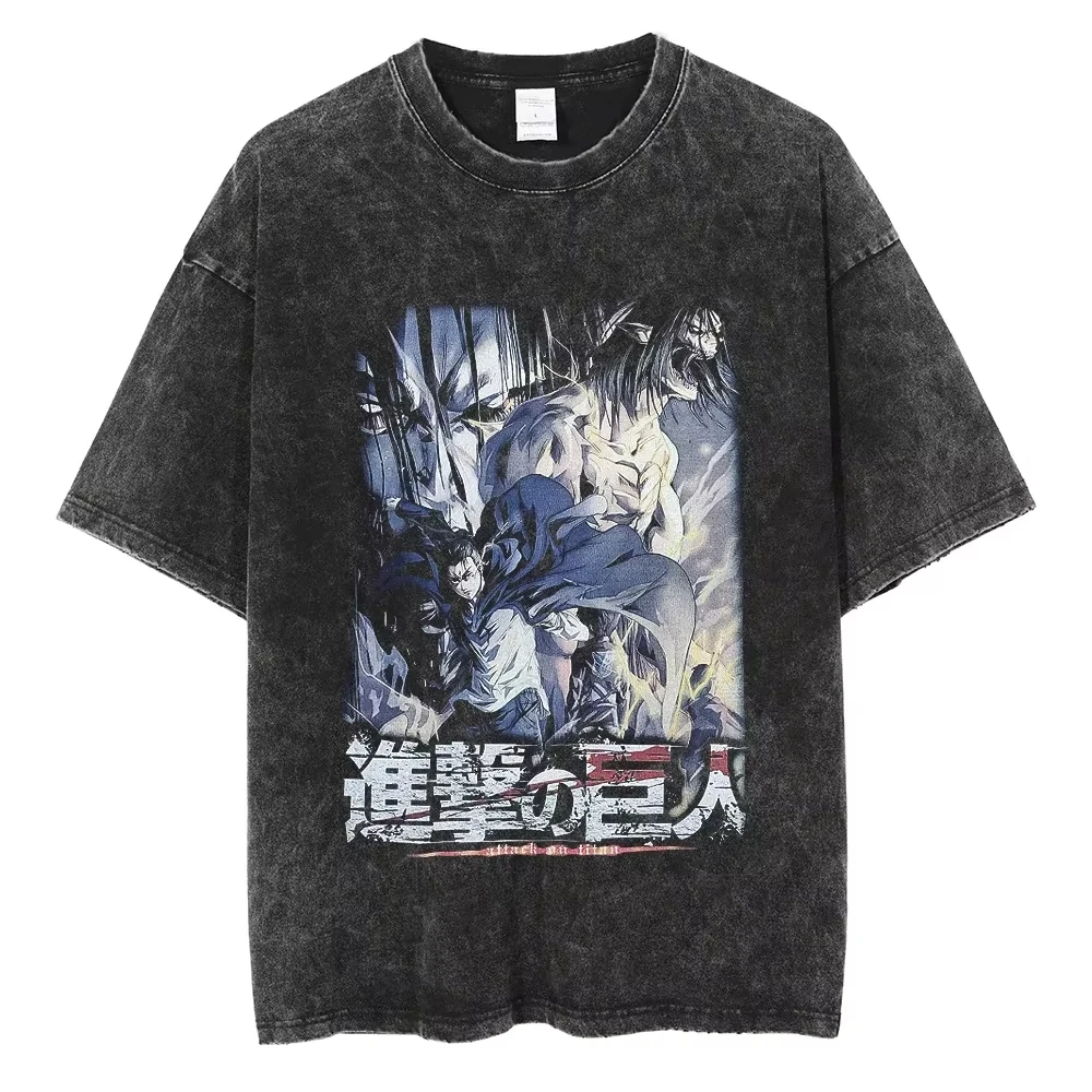 Fashion Streetwear Anime Graphic Print Washed New Arrival Mens Clothes Tee Shirt Homme Graphic T-Shirts Men Tshirt for Men