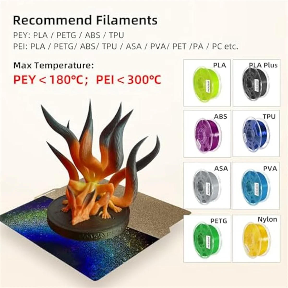 Build Plate for Bambu Lab X1C/X1/P1P/P1S, Double Sided PEY+PEI Spring Steel Plate Sheet 257X257mmJAS