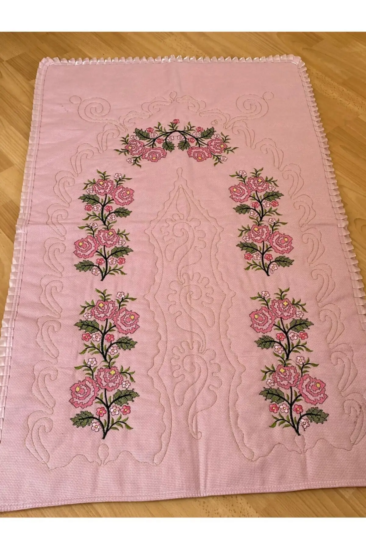 DOLBOVI powder * pink dowry with embroidery embroidery embroidery 100 cotton linen Seccade Meditation Rug