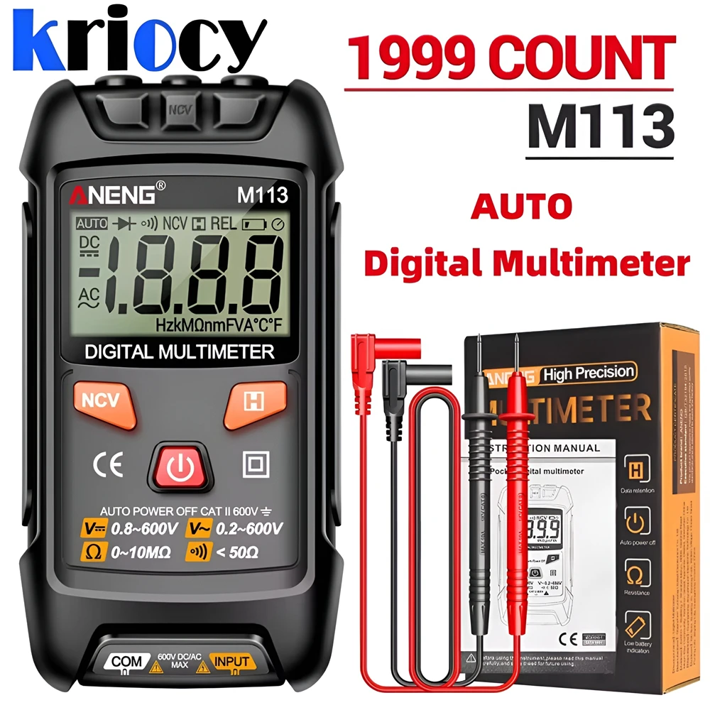 ANENG M113 1999 Counts Mini Multimeter Digital Inteligent AC/DC Voltage Meter Ohm NCV Electricity Tools Measuring Instruments