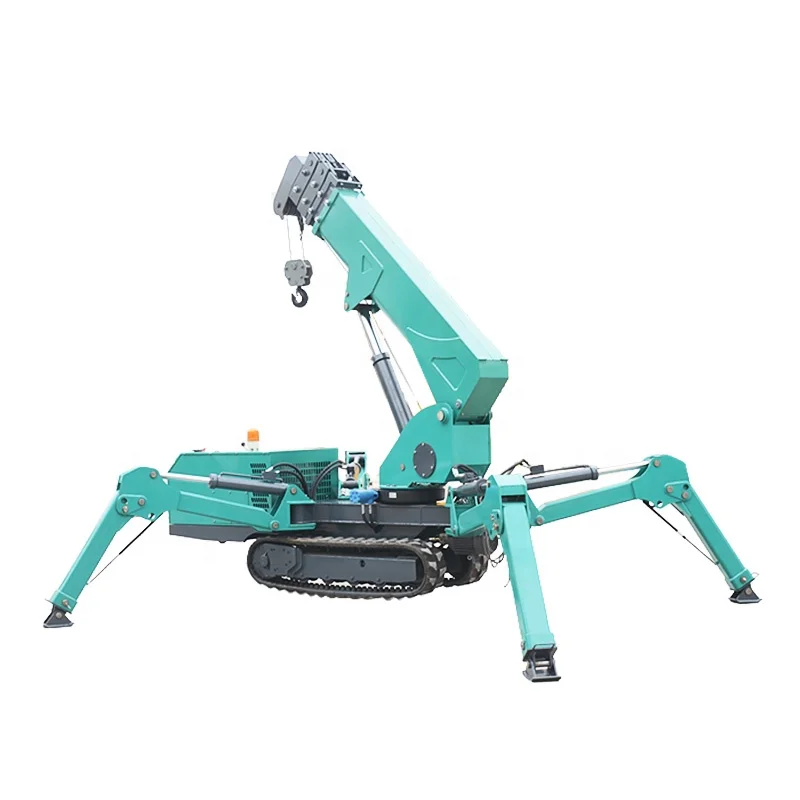 Mini Spider Crane 1.5 Ton All Terrain Lifting Machine Remote Control 6.5m Height Rubber Crawler Honda Gasoline Engine Low Cost