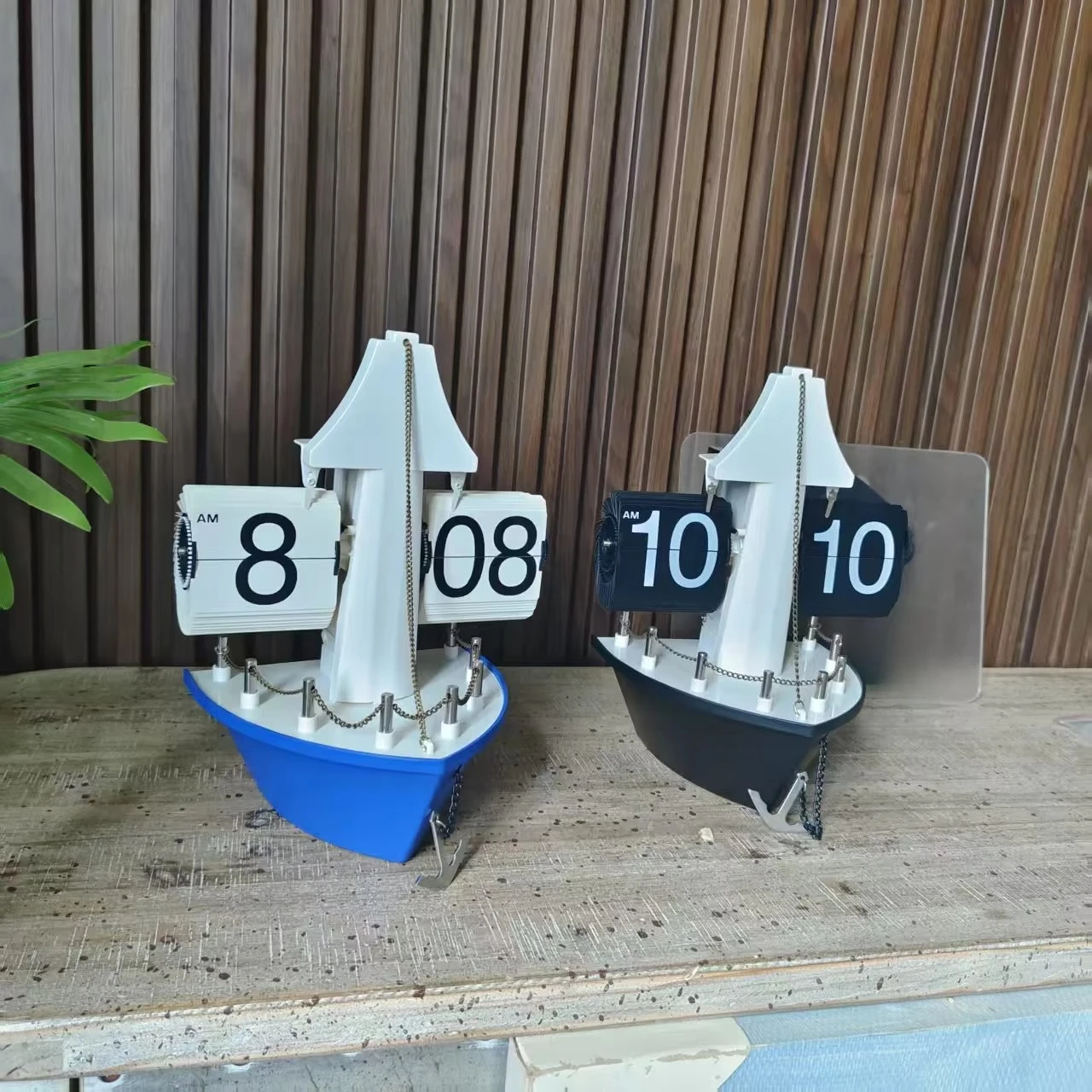 27X20CM Creative Sailboat Flip Wall Tabletop Vintage Living Room Seat Stylish Simple Watch Desktop Clock Wholesale Dropshipping