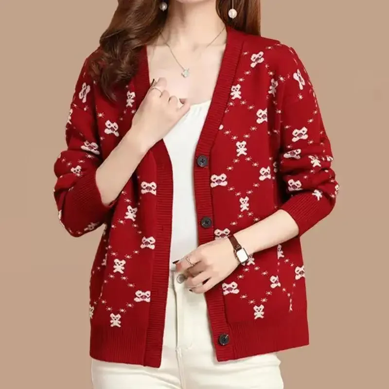 

Корейские модные женские вязаные свитера, осень-зима, универсальные теплые свободные женские кардиганы на пуговицах с v-образным вырезом, повседневные джемперы, пальто 2022,