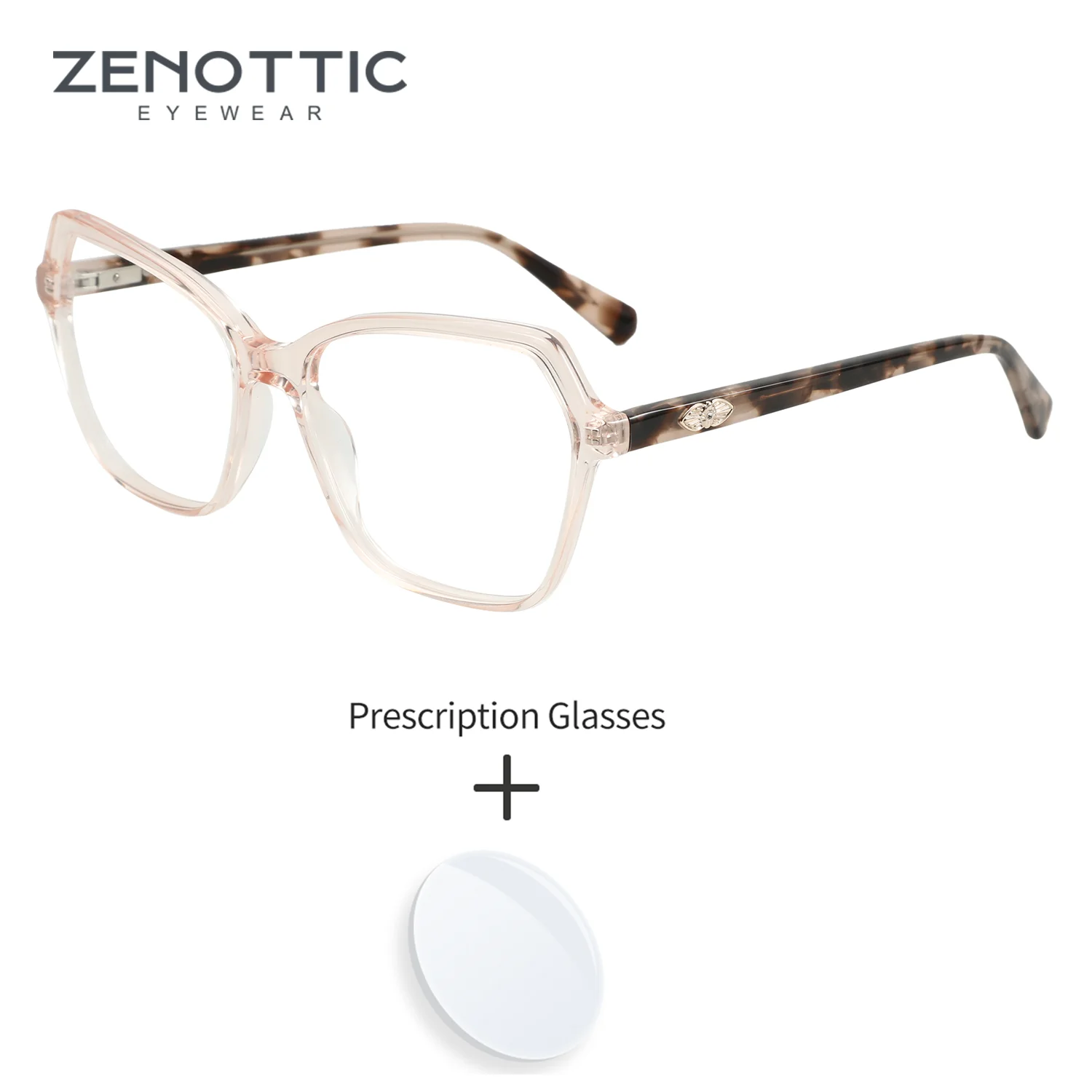ZENOTTIC Cat Eye Acetate For Women Prescription Eyeglasses Multifocal Photochromic Myopic Eyewear Portable Fashion Glasses