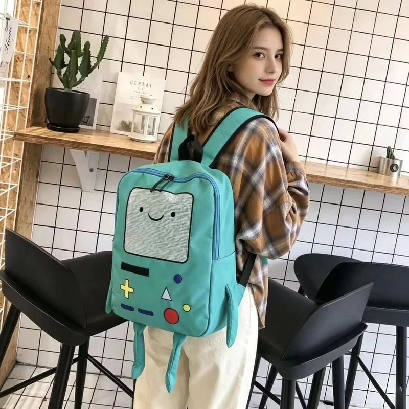Creative Robot Design Backpacks For Girls Funny Games Console Pattern Backpack For Women Cute Cartoon Canvas Backpack Travel Bag