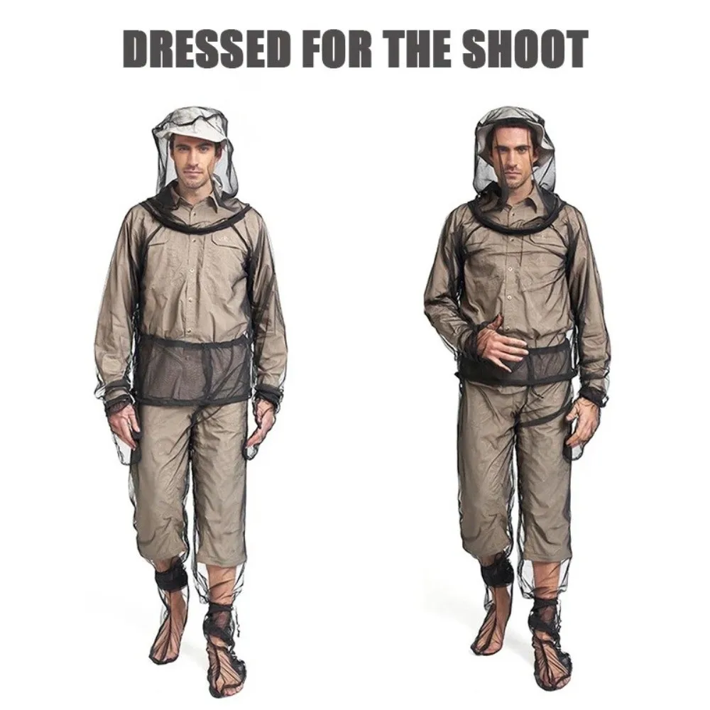 Mesh Material Mosquito-Proof Suit Long Sleeve Set Hooded Design Anti-Mosquito Bite Clothes Lightweight Fabric Breathable Mesh