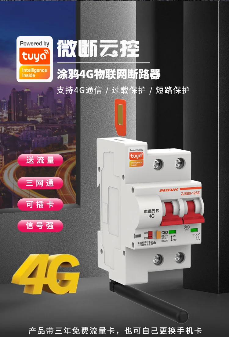 4G Graffiti IoT Circuit Breaker with Global Remote Control Intelligent Air Switch Wireless Remote Control Switch Light