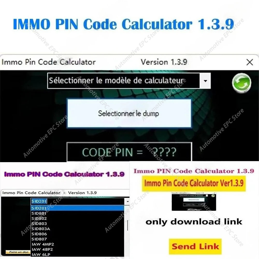 IMMO Pin Code Calculator V1.3.9 Car Repair software for US EU models Unlocked PIN code on many PSA ecu can be decoded by dumping