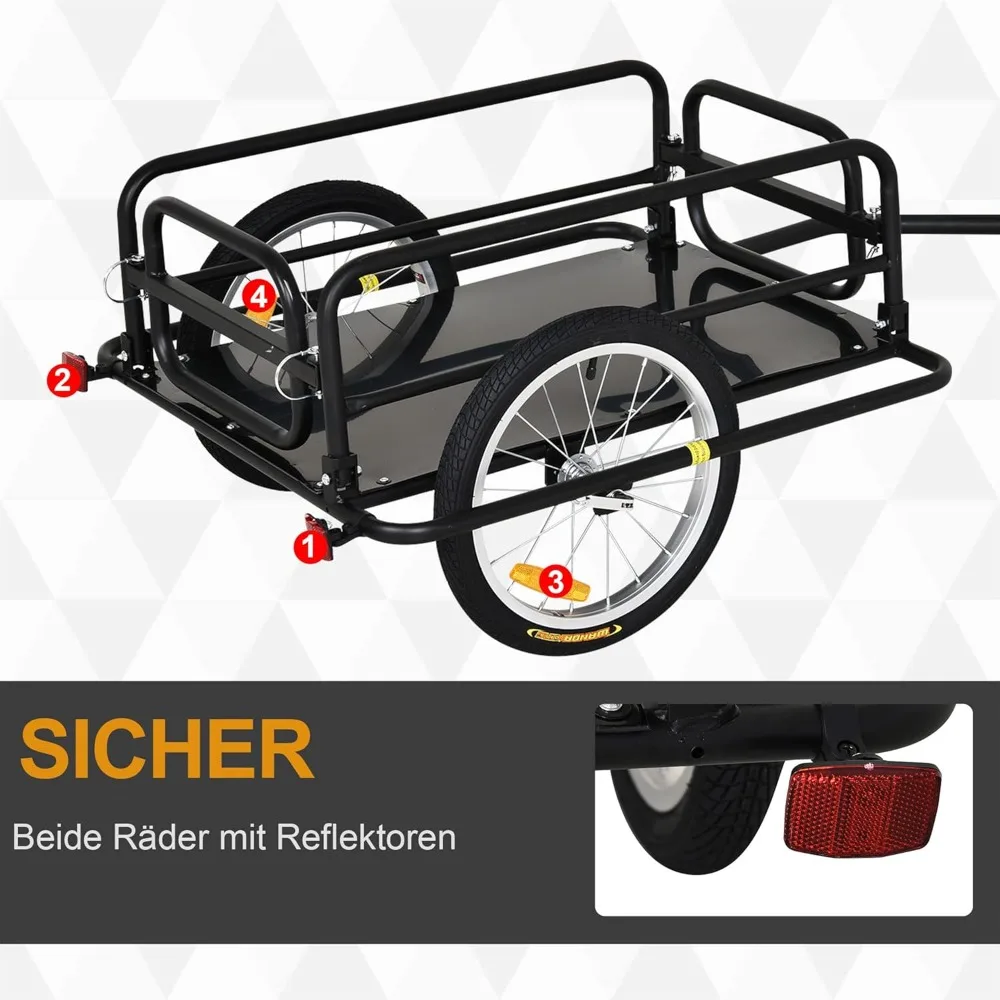 مقطورة دراجة عالمية قابلة للطي مع 16 إطارًا هوائيًا وعاكسات ومرفق سهل التوصيل #3