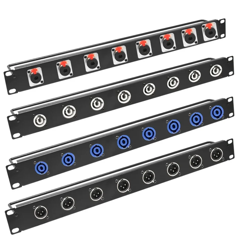 1U 19Inch Rack Patch Panel 8 12 Way Channel 1U Flight Case Mount 8/12Way Channel 6.35mm Jack XLR Female Male Audio Plug