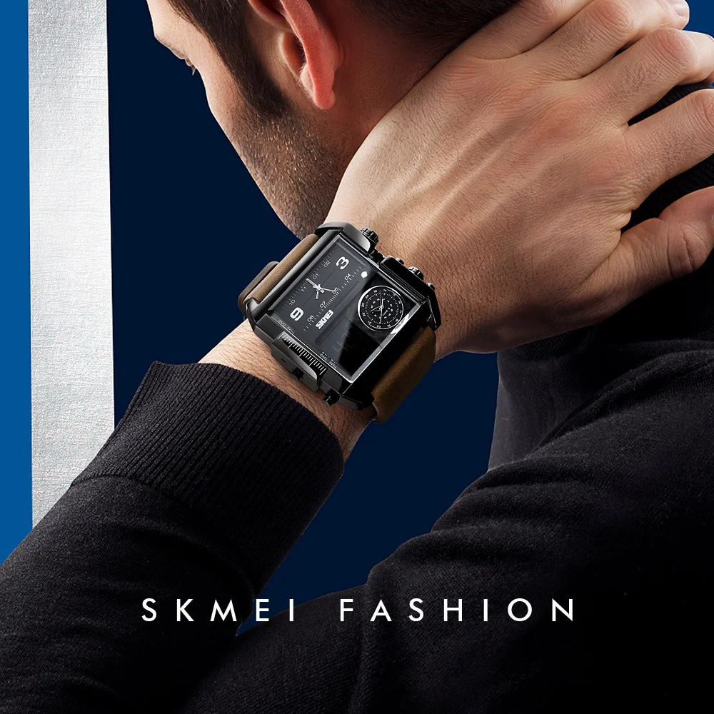 SKMEI Men's Quartz Movement Wristwatch 3 Times Multi-functional Men Sports watch Top Luxury Brand Digital watch reloj hombre