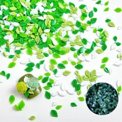 100pcs Minimalist Mini Resin Leaf Nail Charms 3D Fresh Green  White Leaf Nail Art Decoration for DIY Manicure Accessories