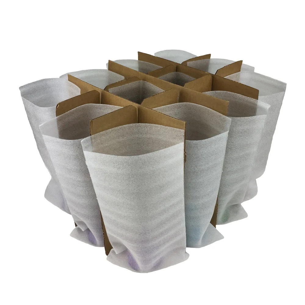 Kit de embalaje de cristalería con bolsas de espuma y divisor celular Movimiento seguro y almacenamiento de copas de vino y agua