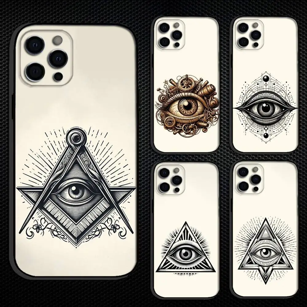 

I-Illuminati Symbol Phone Case For iPhone 16,15,14,13,12,11 Plus,Pro Max, Others Soft Black Cover