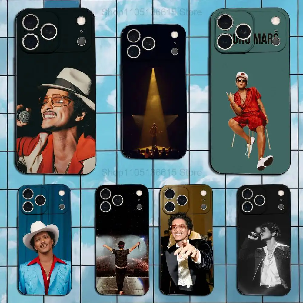 

Cool B-Bruno M-Mars Singer For iPhone 12,14,13,15,8,7,16,11,17,X,Mini,Plus,Pro,XR,SE,XS,Max,Soft Silicone Black Case