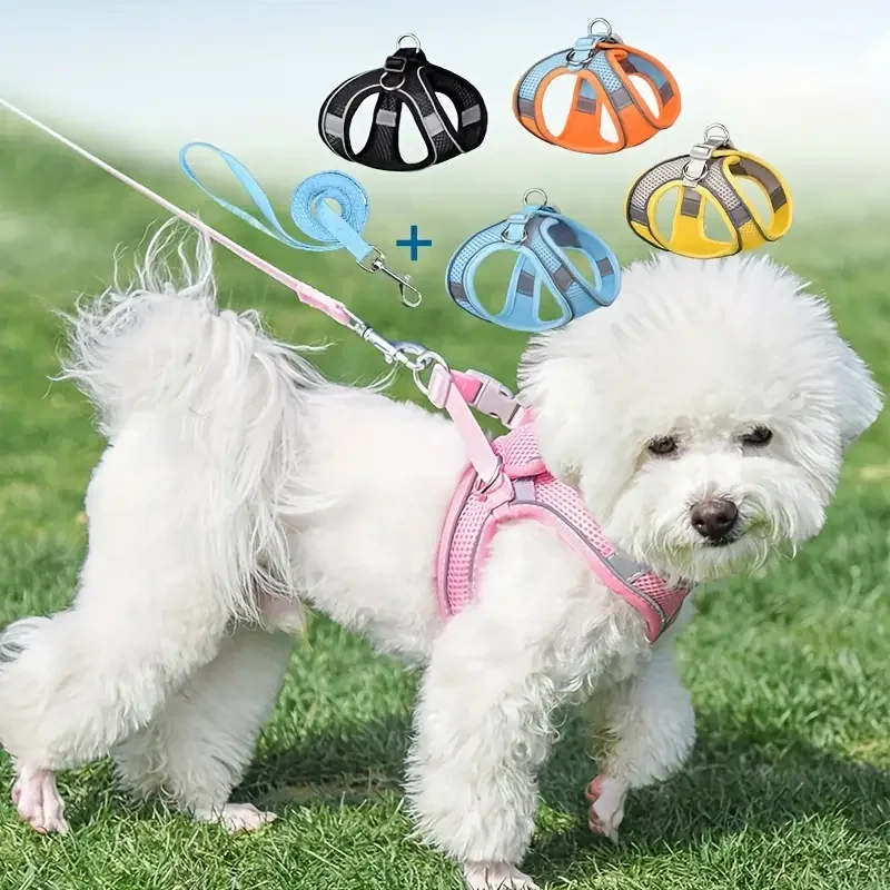 Pet Dog Cat Harness Escape Proof Safe Cat Vest Harness for Walking Outdoor Reflective Step-in Soft Mesh Pet Jacket Pet Dog Cat H