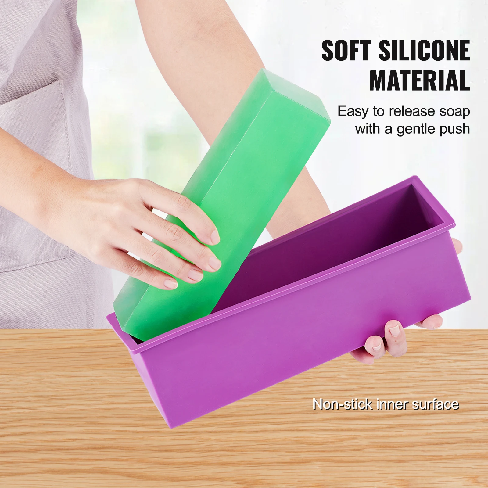 VEVOR Soap Making Kit Bamboo Cutting Box and Inner Box with Silicone Mold Stainless Steel Straight Cutter and Wavy Cutter view 6