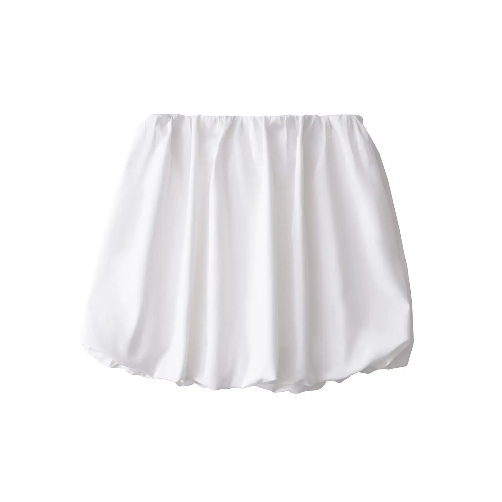  TRAF Satin Office Lady Elegant Female Lantern Mini Skirt Women Fashion High Waist A-line Vintage White Balloon Skirt