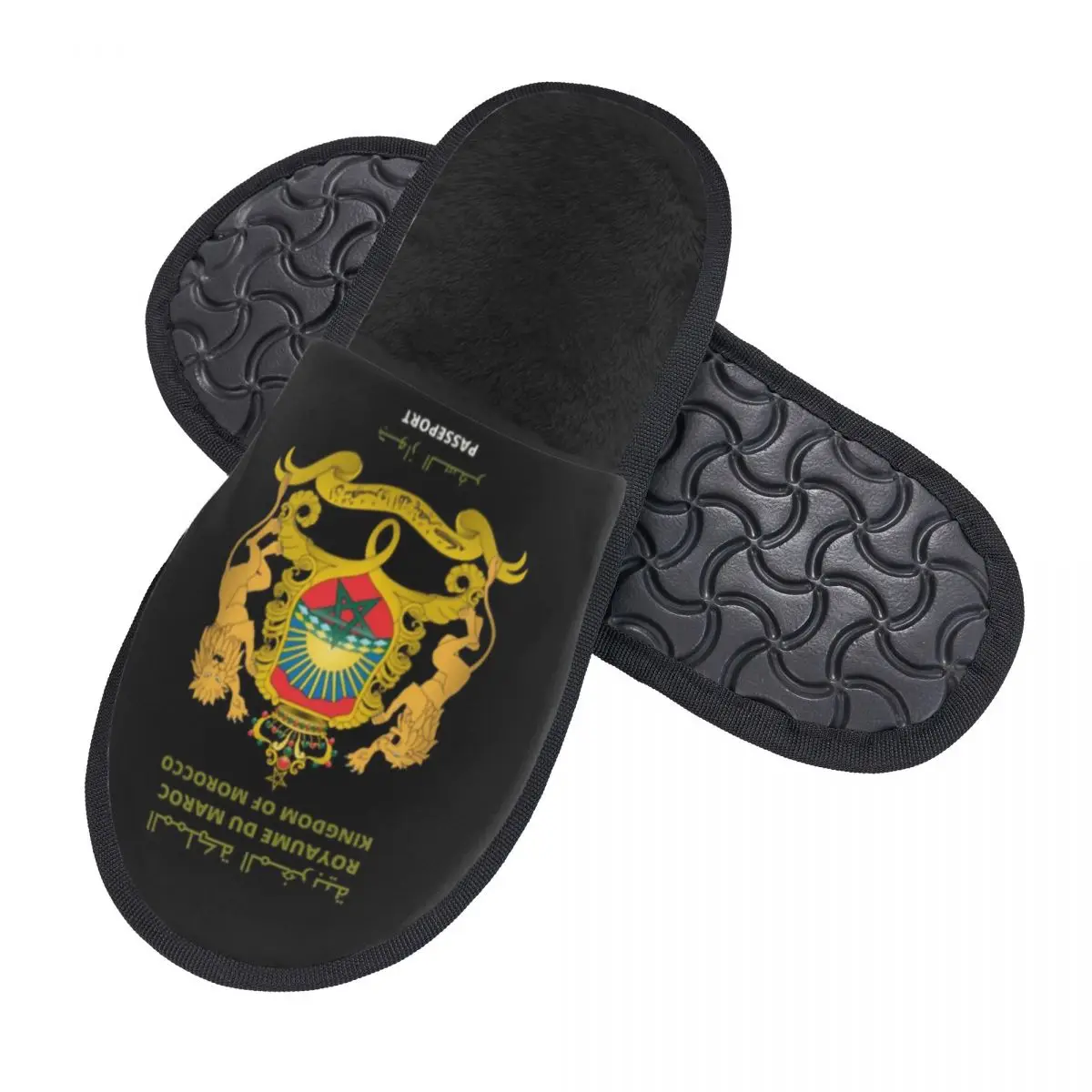 Custom Print Women Moroccan Passport Kingdom Of Morocco House Slippers Cozy Warm Memory Foam Fluffy Slipper Indoor Outdoor Shoes