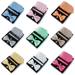 Mens Bussiness Ties Set With Bowtie Bow tie Necktie Square Towel Cufflinks For Groom Wedding Banquet Party Gift Box Accessories
