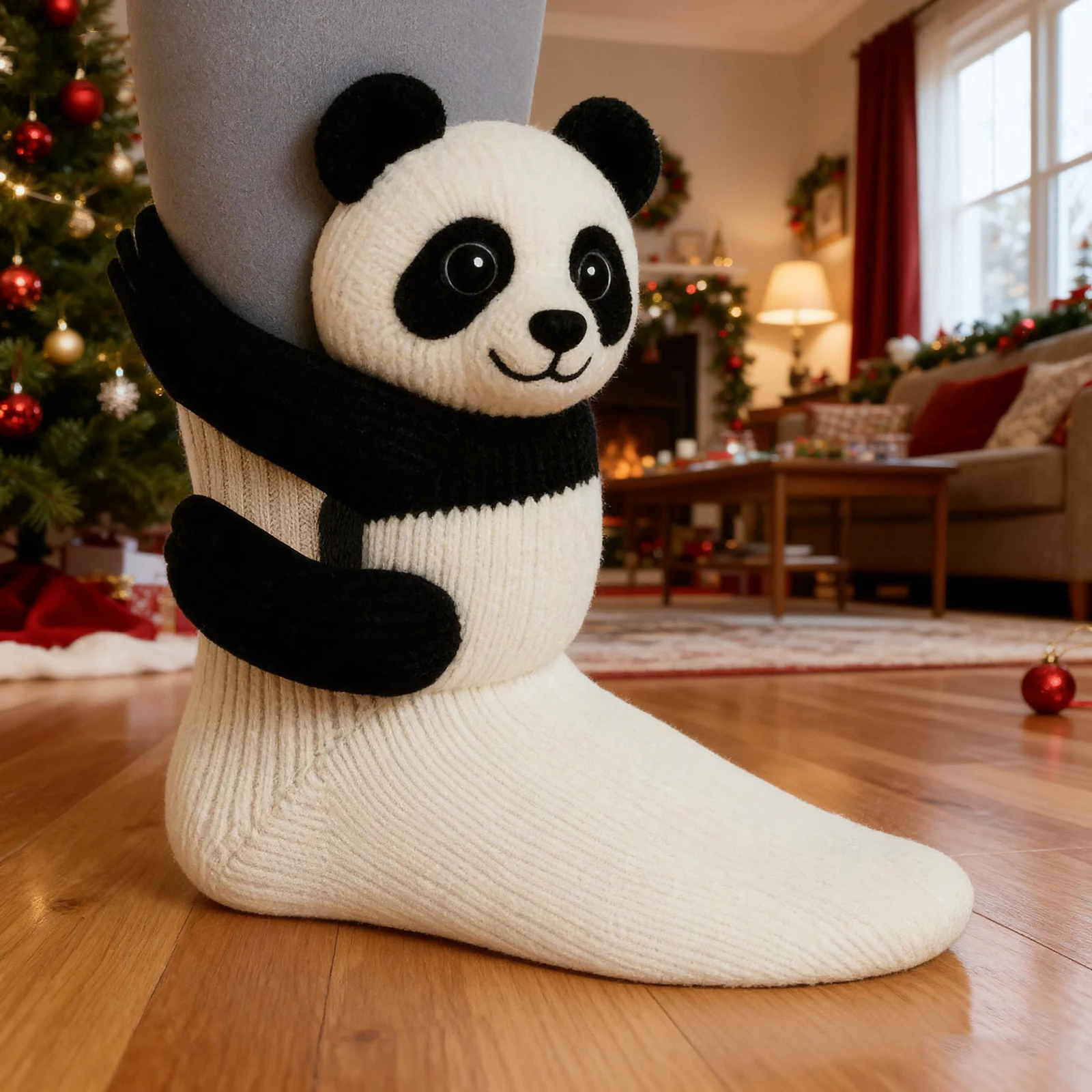3D Knitted Animal Socks Cute Koala Panda Cat Sloth Hug Sock Handmade Crocheted Warm Cozy Funny Socks Novelty Stocking  for Women