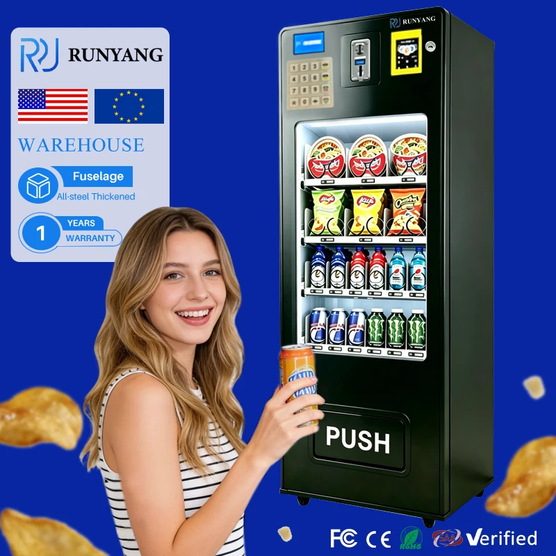 RUNYANG Custom Automatic Cheap Snack Coin Changer Food Snack Cold Drink Vending Machine for Foods and Drinks