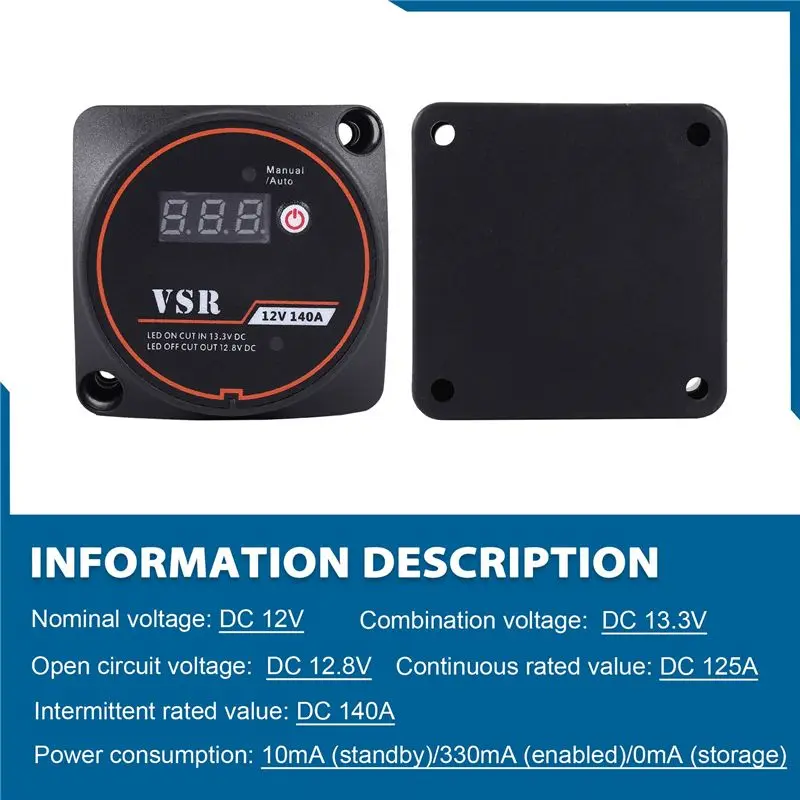 A54K-Voltage Sensitive Split Charge Relay Digital Display VSR 12V 140A For Camper Car RV Yacht Smart Battery Isolator Charge