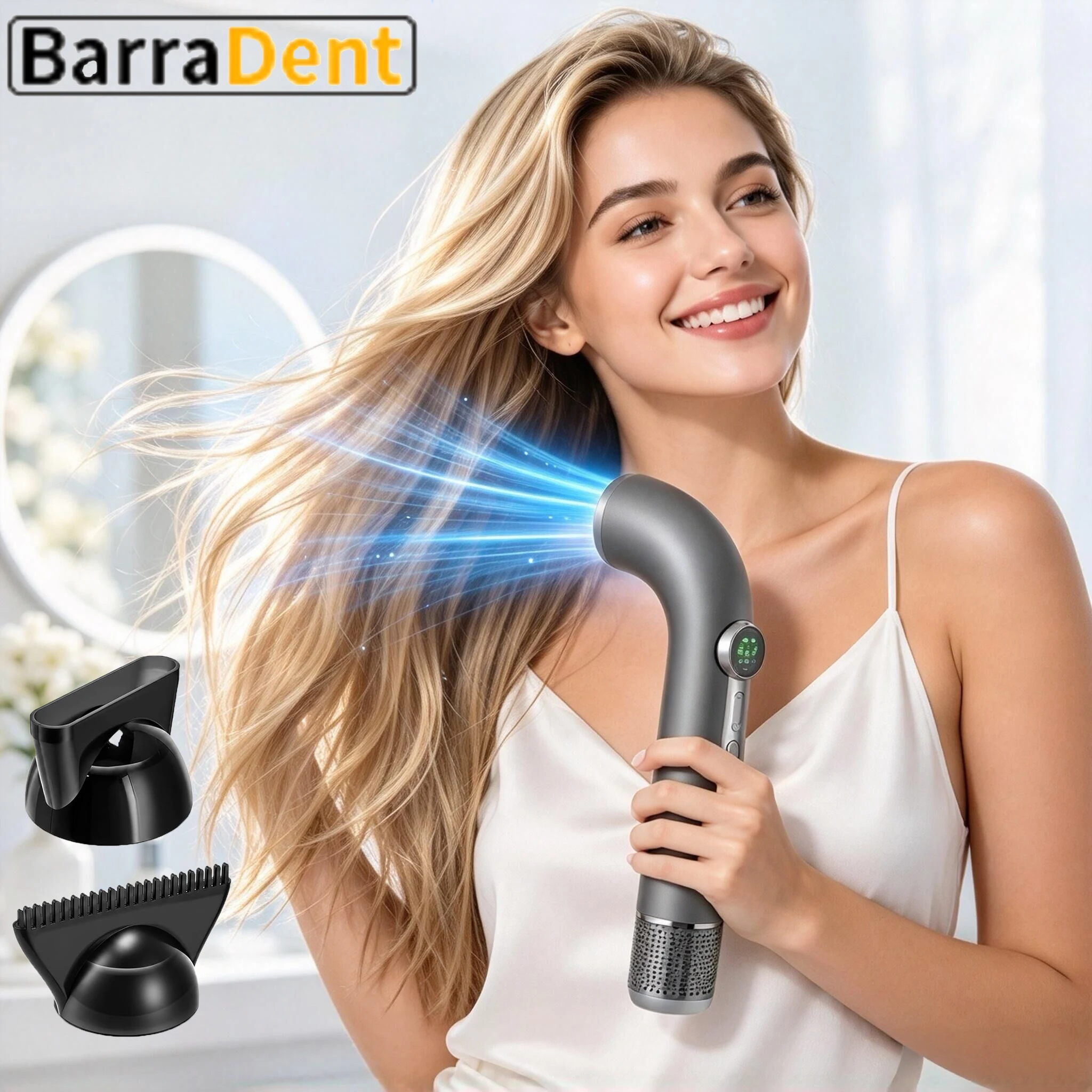 Portable Cordless Hair Dryer Rechargeable Type-C Blow Dryer 4 Speeds 3 Heat Settings with LED Display Travel Home Outdoor Gear