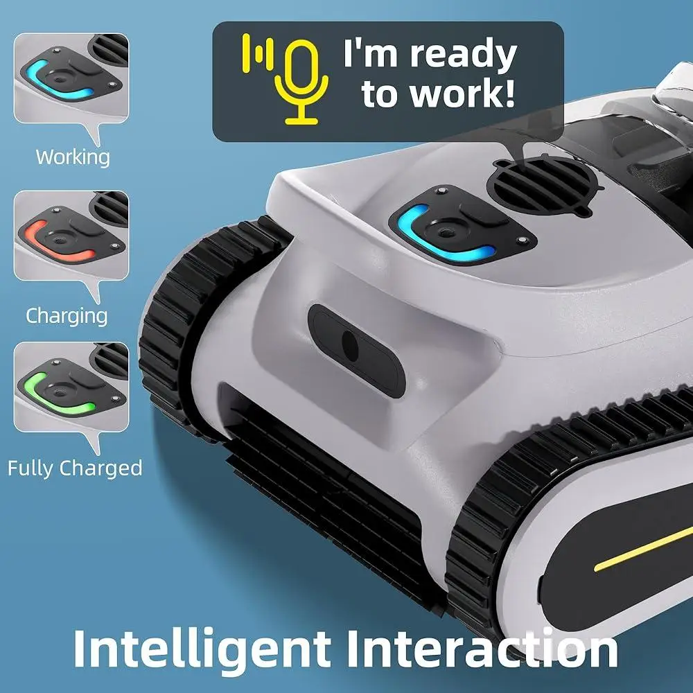 Automatic Cordless Pool Cleaner Robotic Vacuum Inground Pools Wall and Waterline Cleaning High Suction Battery Powered