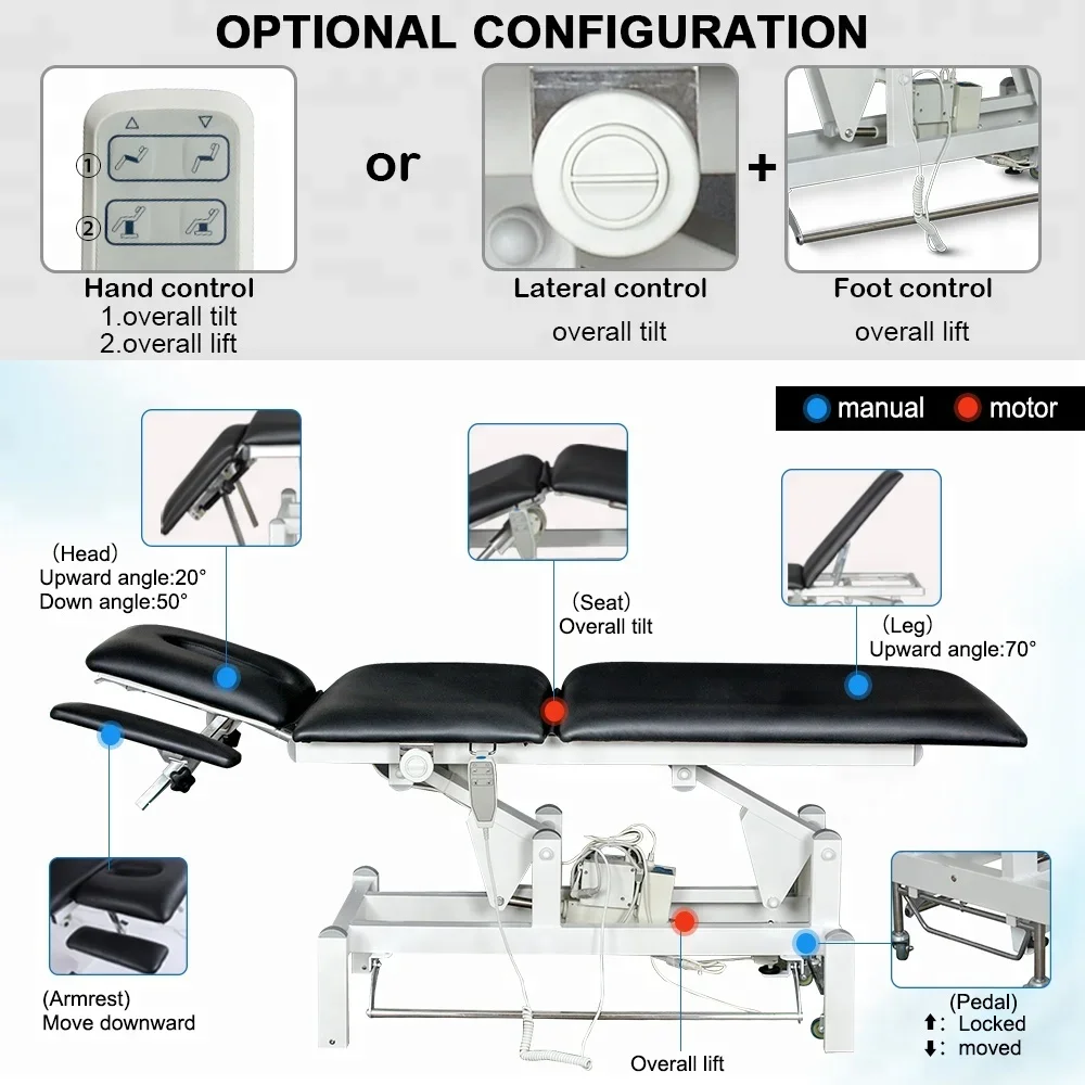 electric physical therapy bed medical osteopathic treatment table