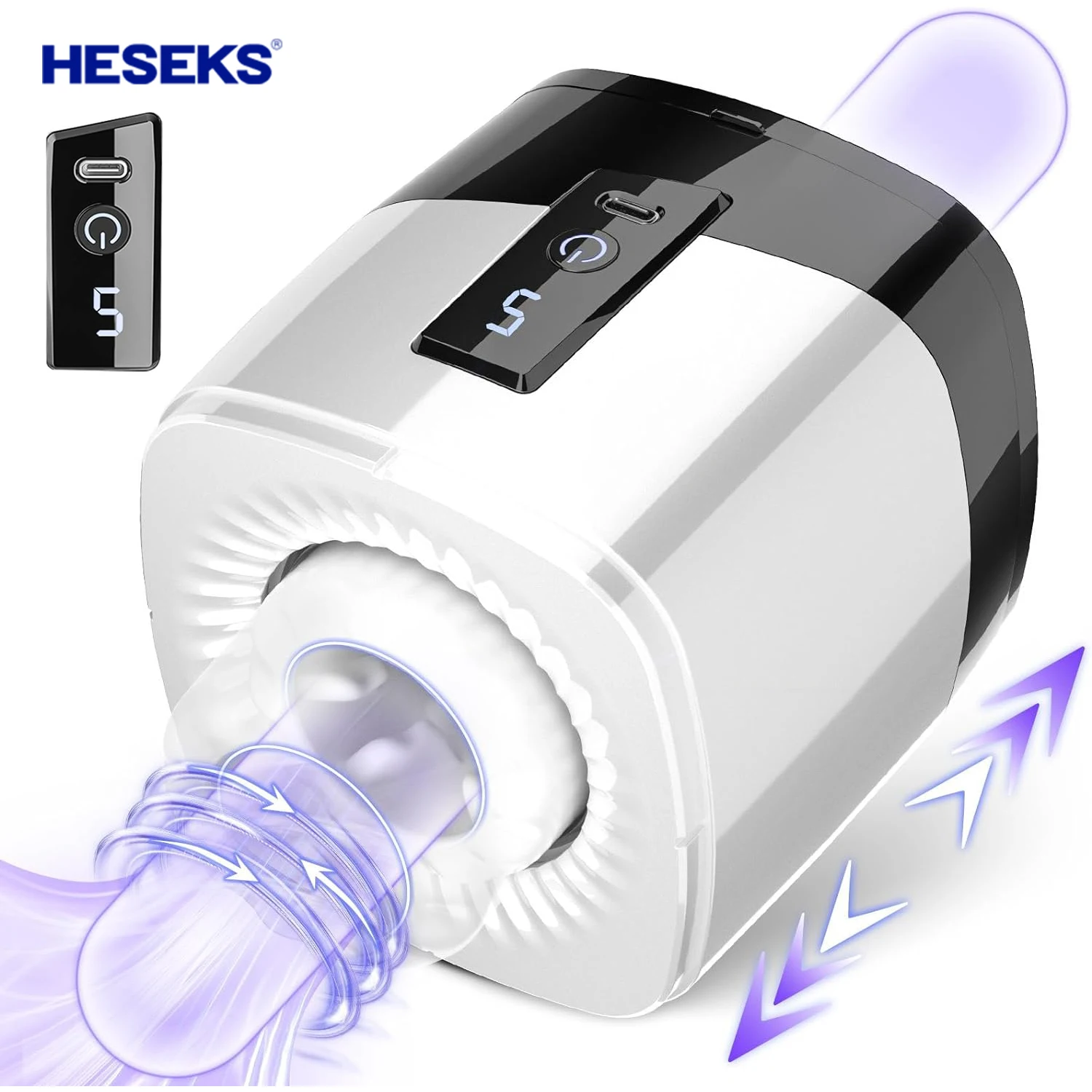 HESEKS Automatic Male Masturbator 7 Thrusting Rotation Masturbating Sex Machine Auto Stroker Real Vagina for Men Adult Goods